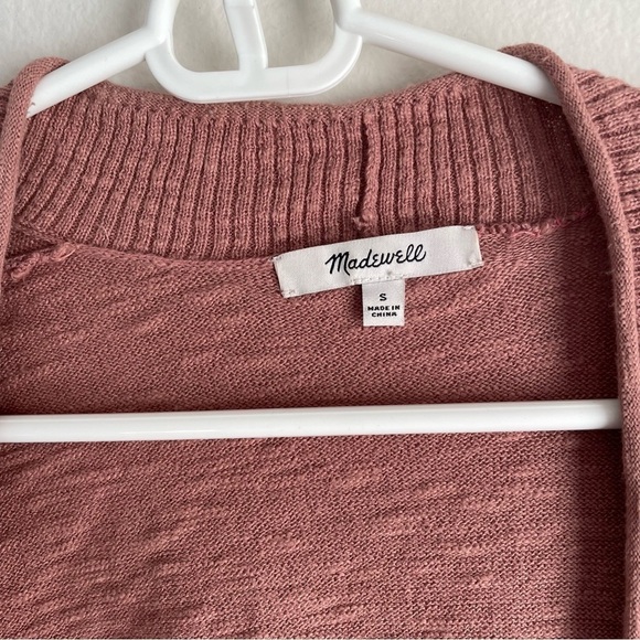 Madewell postscript pink long line cardigan sweater with pockets - Picture 3 of 8